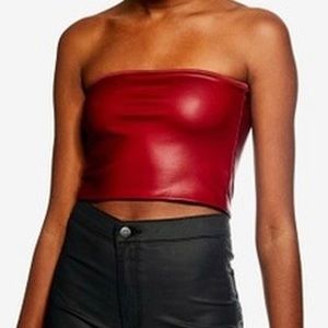 NWT Topshop Faux Leather Red/Maroon Tube Top
